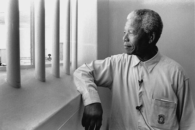 Nelson Mandela in Prison Cell
